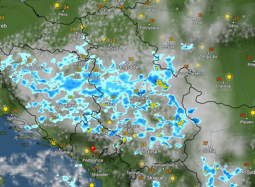 Kretanje kiše danas u 12 sati