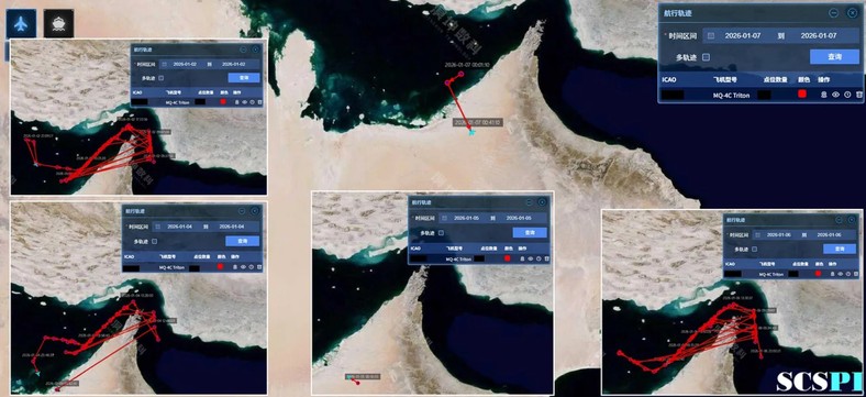 Amerykański dron MQ-4C wielokrotnie przeprowadza misje rozpoznawcze w pobliżu Iranu.