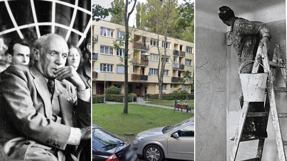 Picasso we Wrocławiu w 1948 r. / Blok w którego mieszkaniu mistrz narysował warszawską Syrenkę - zamalowaną w 1953 r.
