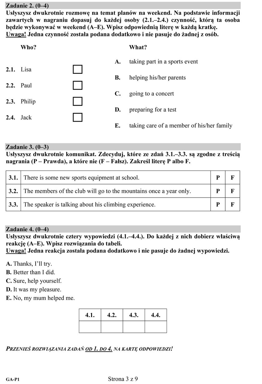 Egzamin gimnazjalny 2016: język angielski pytania i odpowiedzi