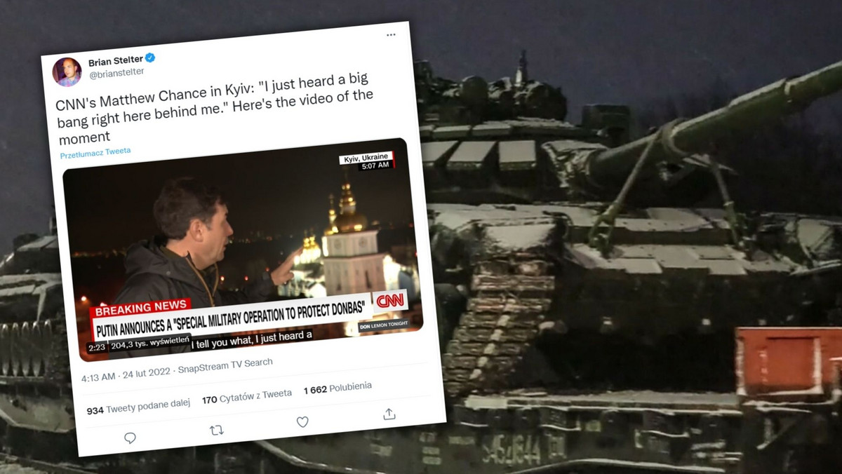 Atak Rosji na Ukrainę. Wybuch w Kijowie podczas relacji na żywo w CNN [WIDEO]
