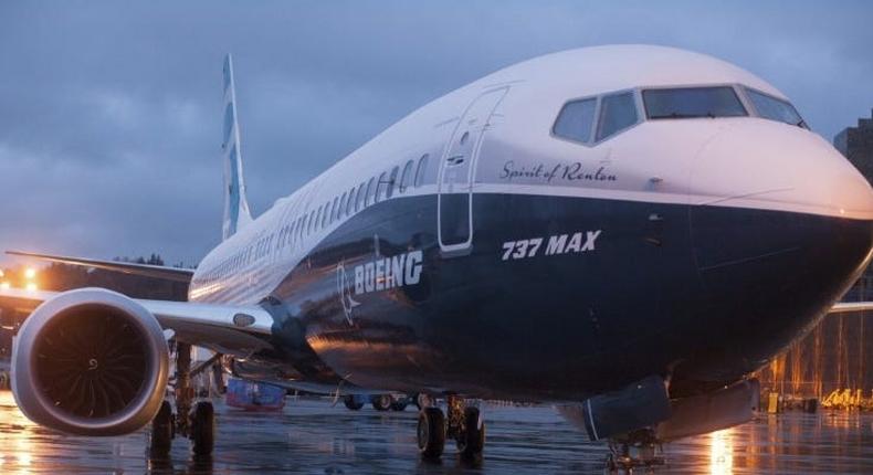 A Boeing 737 Max sits outside the hangar at Boeing's Renton, Washington, plant.
