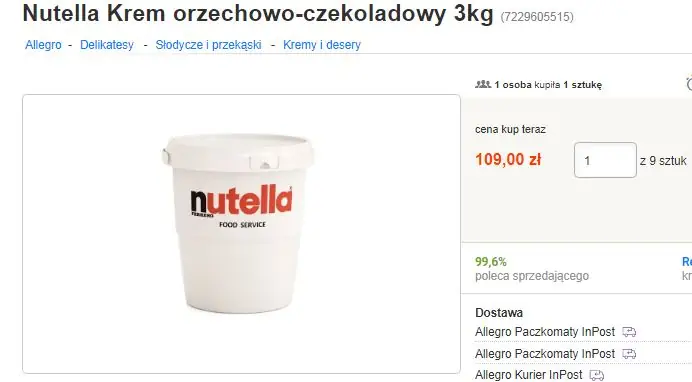 Nutella na Allegro