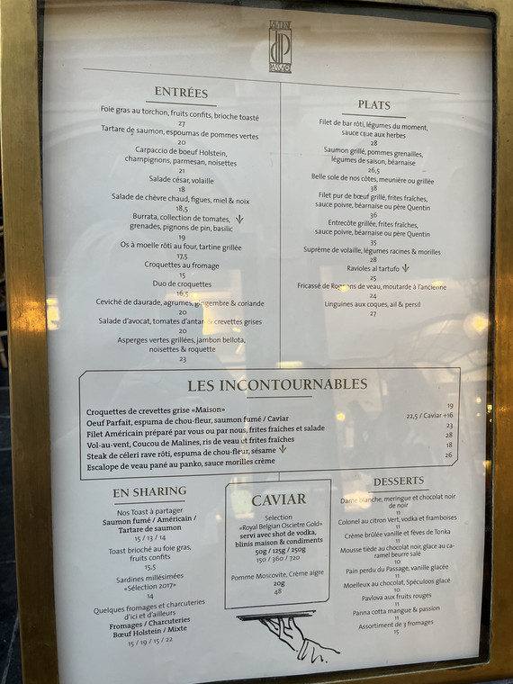 Menu w belgijskiej restauracji