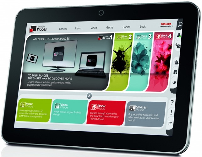 Toshiba AT200-101 (1680 zł)
Tablet z systemem operacyjnym Android 3.2.1 oraz wyświetlaczem o przekątnej 10,1 cala i rozdzielczości 1280 x 800 pikseli. Wyposażony w procesor OMAP 4430 oraz 16 GB pamięci.