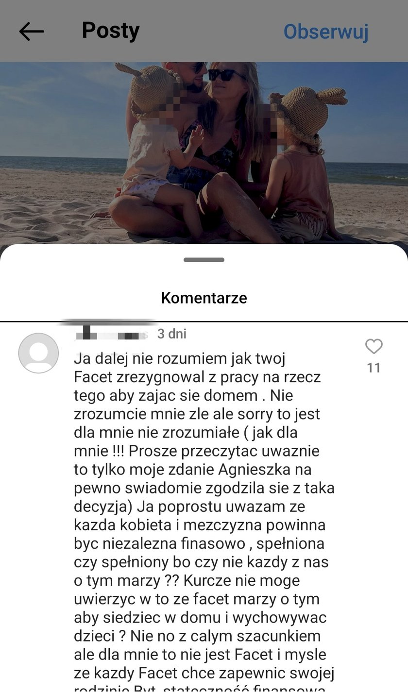 Internautka skomentowała podział ról w rodzinie Kaczorowskiej.