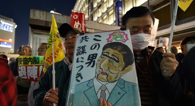 Critics have mounted protests over Prime Minister Shinzo Abe's policies, including his support for a controversial imperial edict