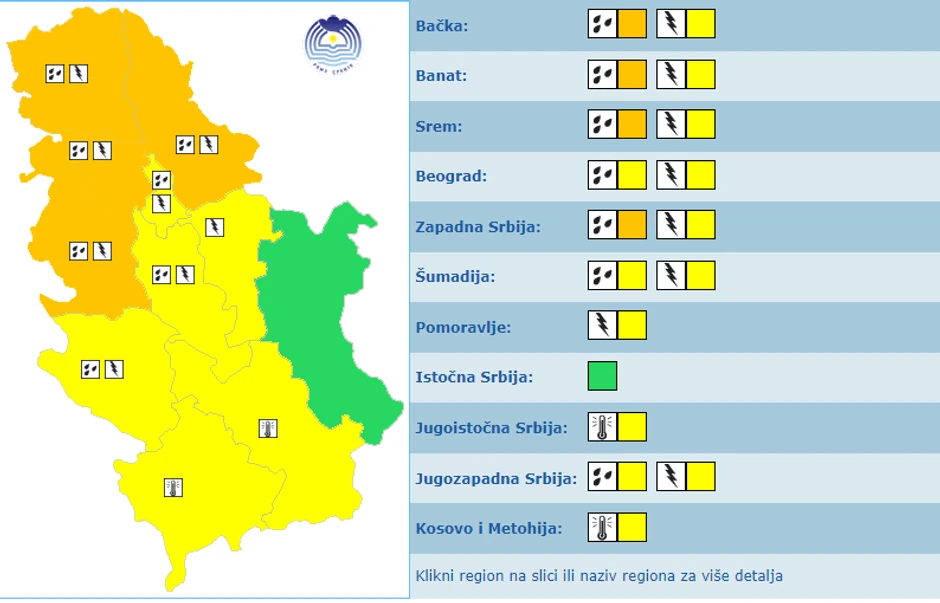 Meteoalarm za sutra