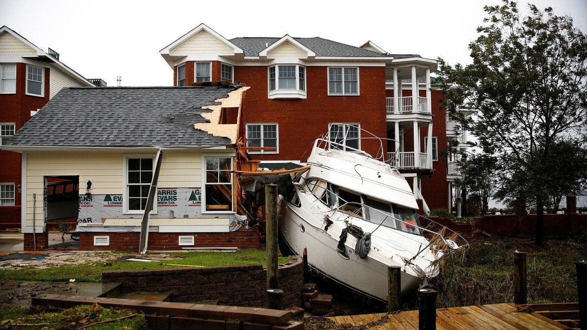 Boat sits in backyard after Hurricane Florence in New Bern, North Carolina