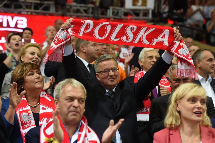 Prezydent Bronisław Komorowski na meczu Polska - Brazylia