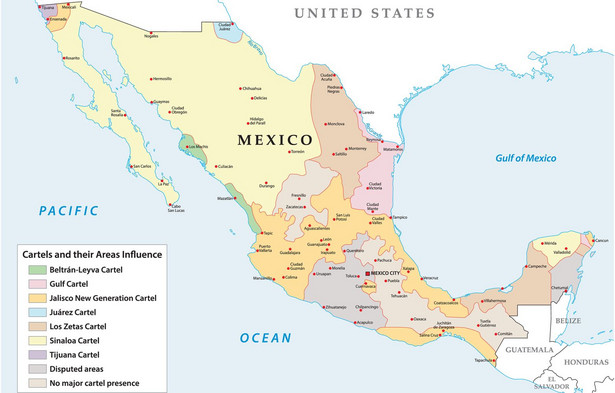 Strefy wpływów meksykańskich karteli