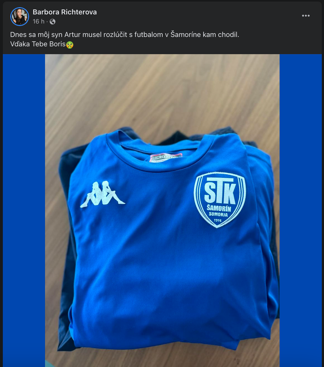 Starší syn Barbory Richterovej a Borisa Kollára musel skončiť s futbalom v Šamoríne.