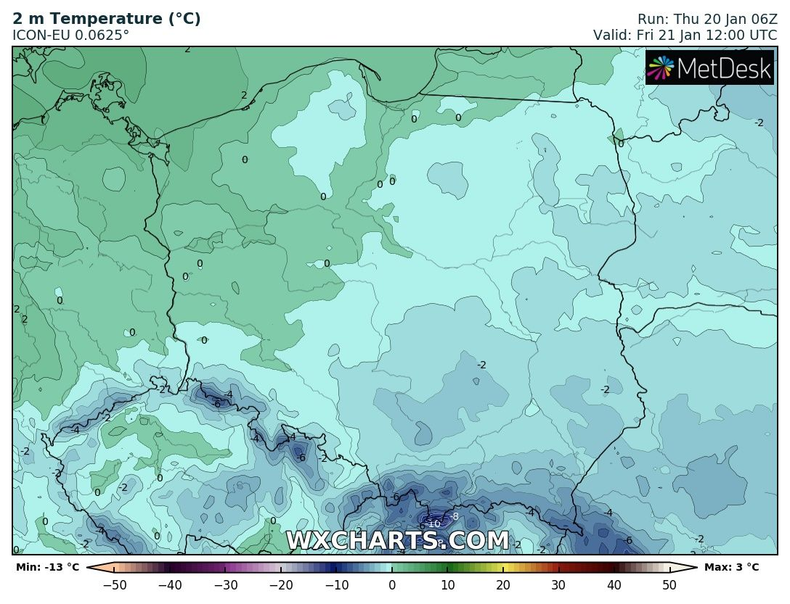 Temperatura nie przekroczy 2-3 st. C na północnym zachodzie