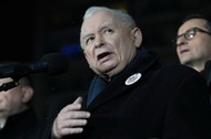 Prezes PiS Jarosław Kaczyński i politycy partii na demonstracji w obronie Mariusza Kamińskiego i Macieja Wąsika