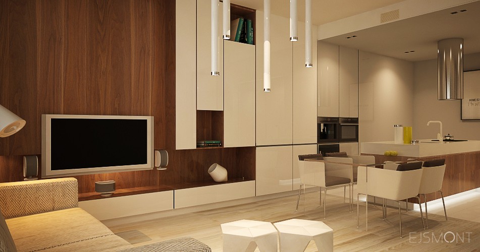 Apartament ciepłe drewno - projekt Ejsmont