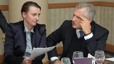 Beata Radomska i Aleksander Kwaśniewski podczas posiedzenia Rady Programowej EEF