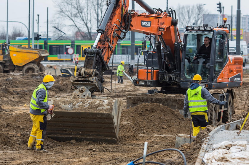 Trasa tramwajowa przy ul. Unii Lubelskiej na półmetku