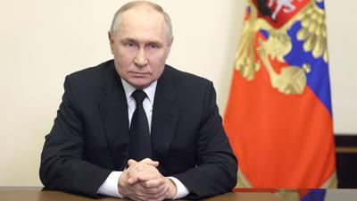 Władimir Putin przemawia do obywateli Rosji po ataku terrorystycznym.