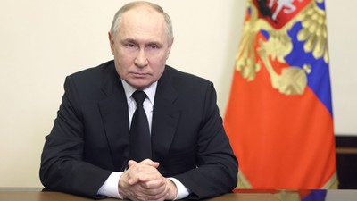 Władimir Putin przemawia do obywateli Rosji po ataku terrorystycznym.