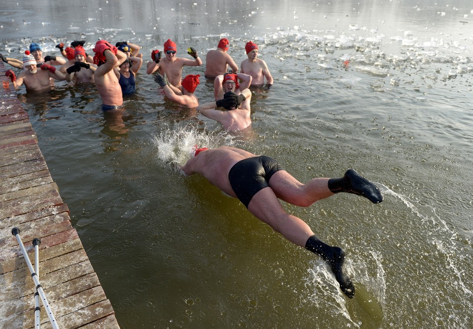 Noworoczna kąpiel morsów