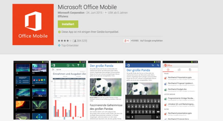 Microsoft: Office-Apps jetzt auch für Android-Smartphones 