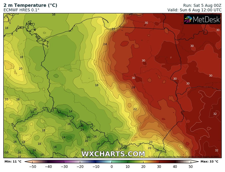 Przewidujemy ogromną różnicę temperatury