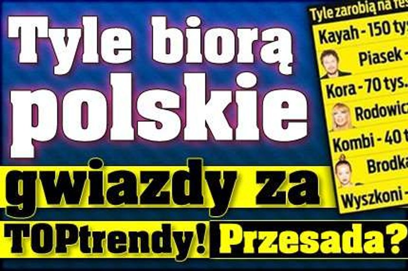 Tyle gwiazdy zarobią na TOPtrendach. Przesada?