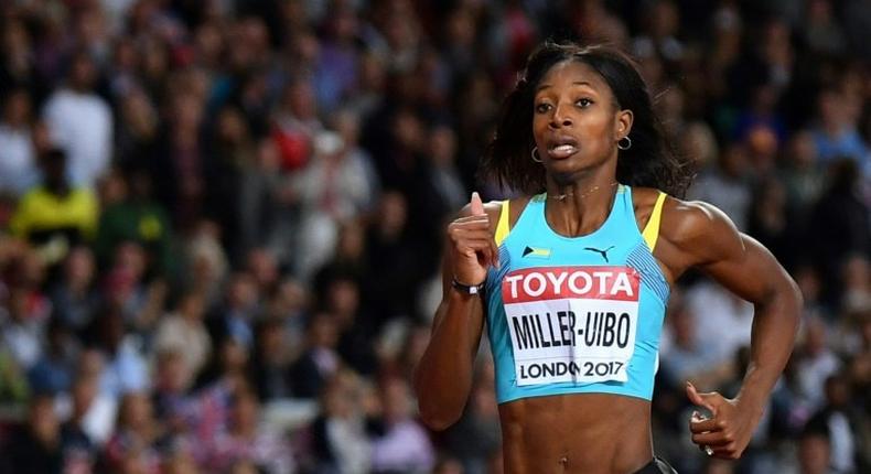 Bahamas's Shaunae Miller-Uibo wins heat 2 in the semi-final of the women's 200m athletics event at the 2017 IAAF World Championships at the London Stadium in London on August 10, 2017