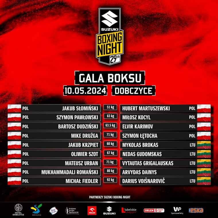 Suzuki Boxing Night w Dobczycach