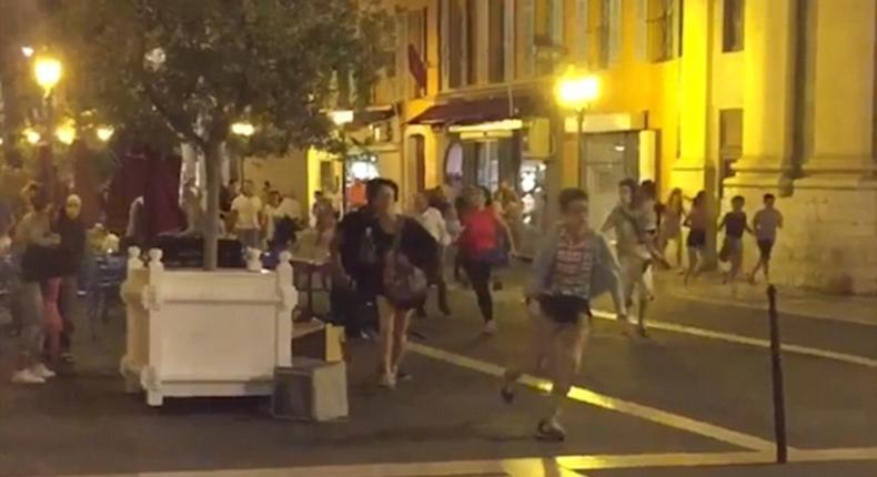 People running for safety after the crash in Nice, France
