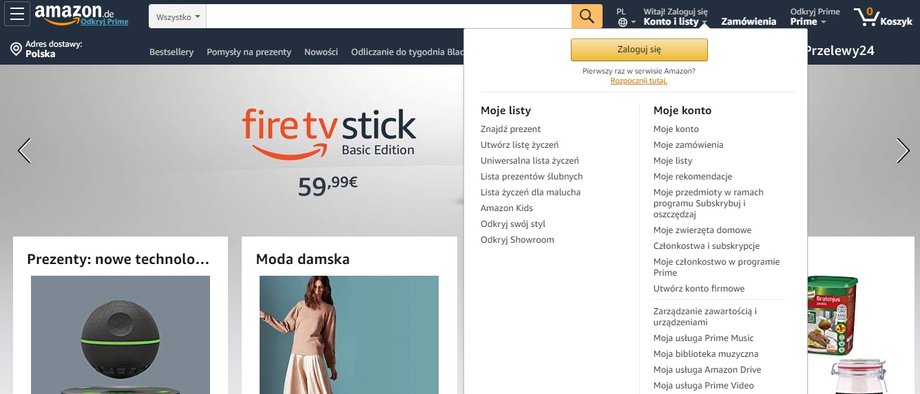 Amazon - rejestracja