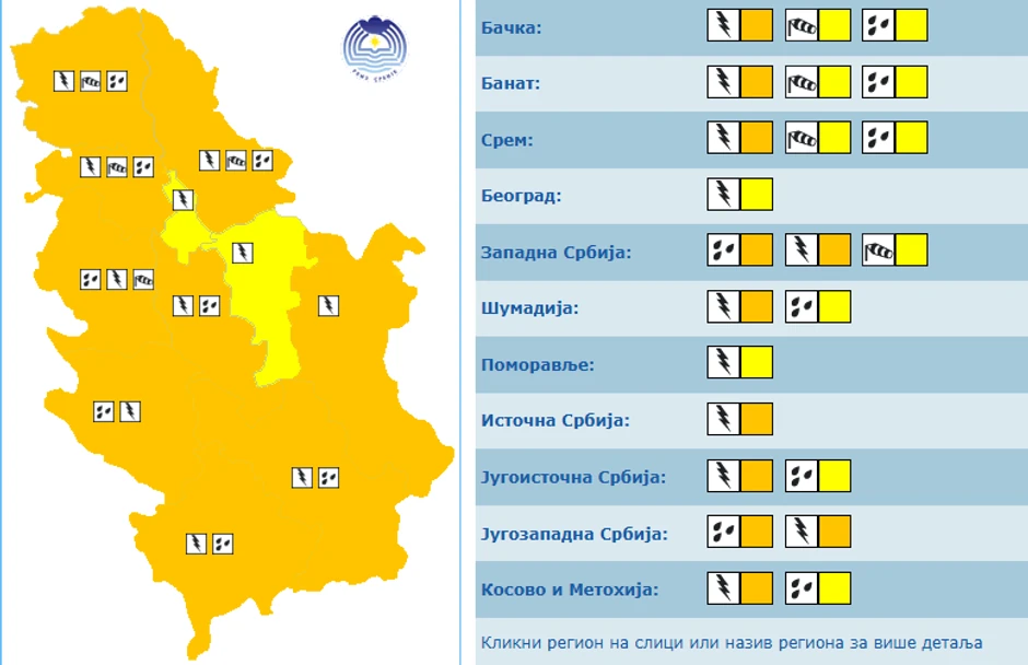 Meteoalarm za četvrtak, 11. jun