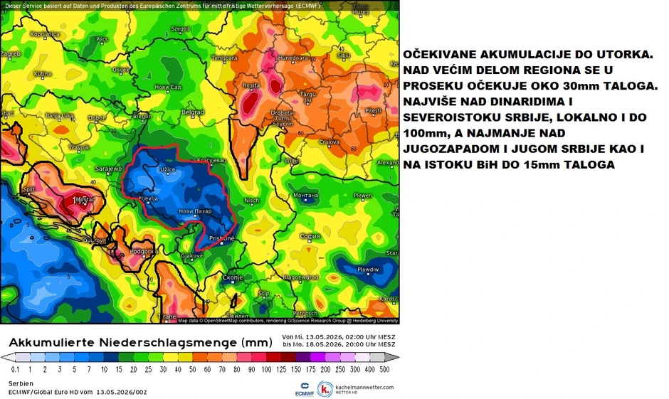 Najviše padavina očekuje se na severoistoku Srbije
