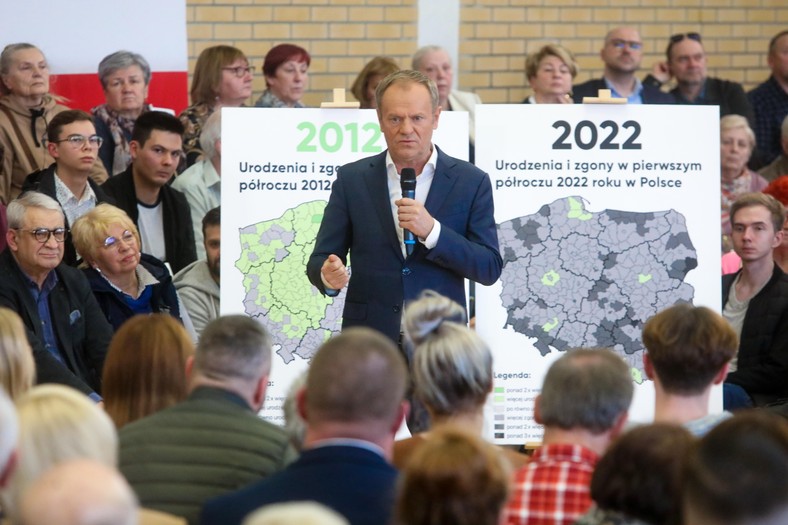 Donald Tusk podczas spotkania z wyborcami (20.04.2023 r.)