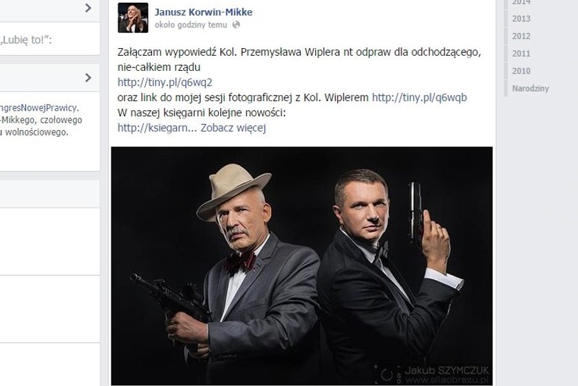 Janusz Korwin–Mikke i Przemysław Wipler z bronią w ręku