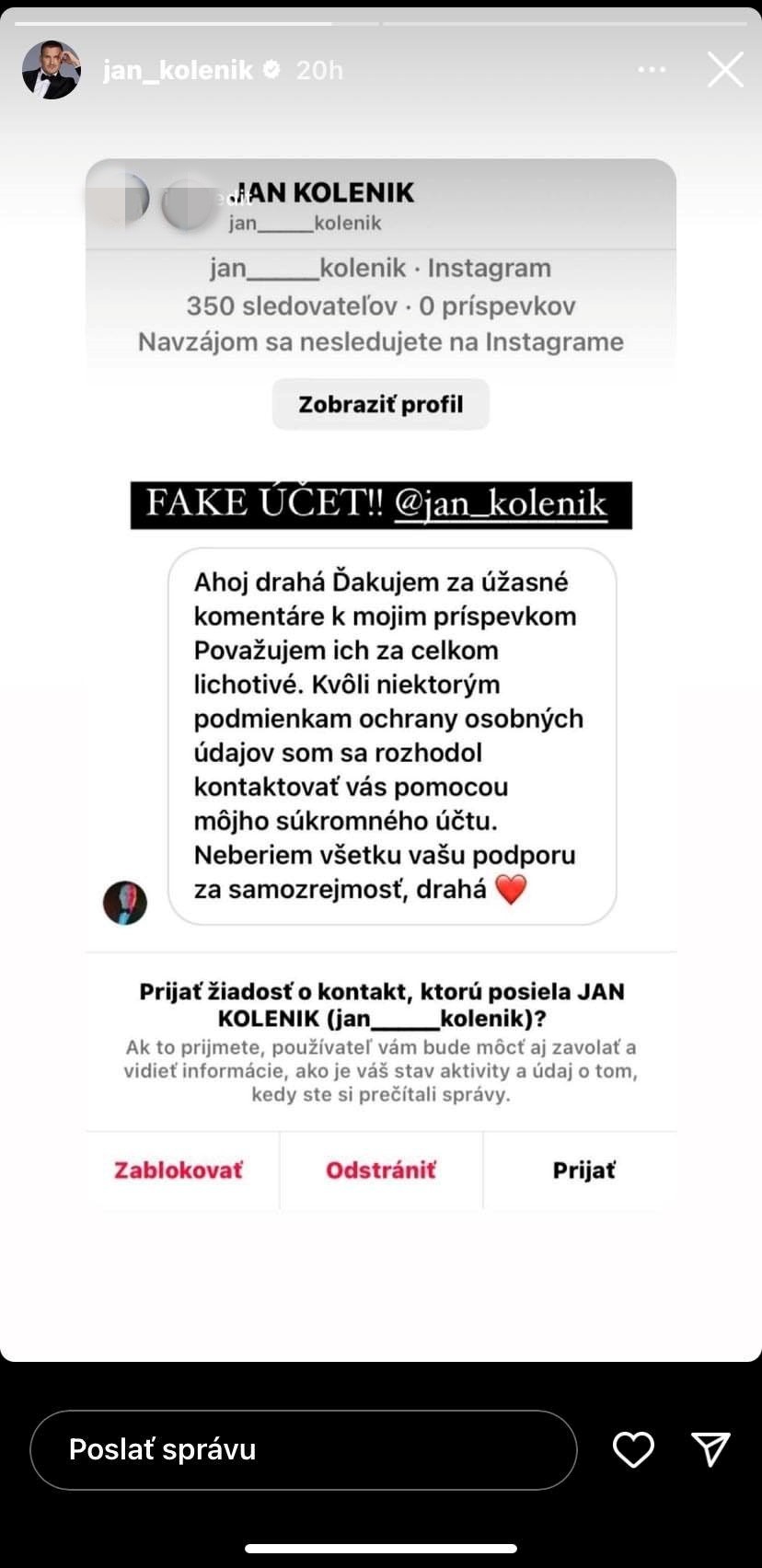 Koleník zdieľal falošný účet.
