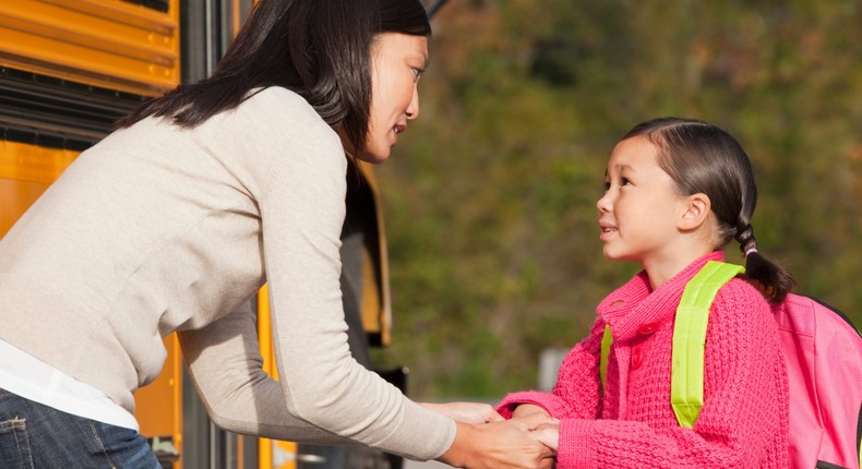 It's normal for a child to be anxious when leaving home for the first time, but if this lasts for more than a month, it can be concerning.Ariel Skelley/Getty Images