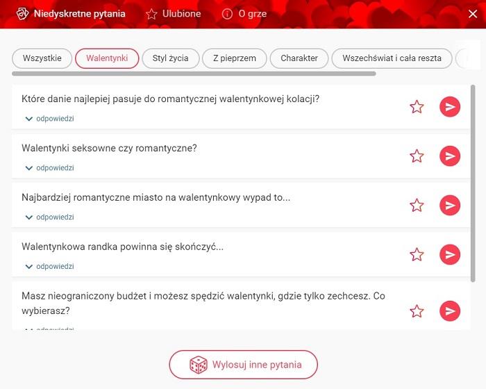 Niedyskretne pytania na walentynki