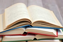 stack of books on the table