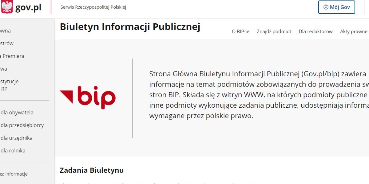 Podmioty publiczne lub podmioty realizujące zadania publiczne są zobligowane do prowadzenia biuletynów informacji publicznej