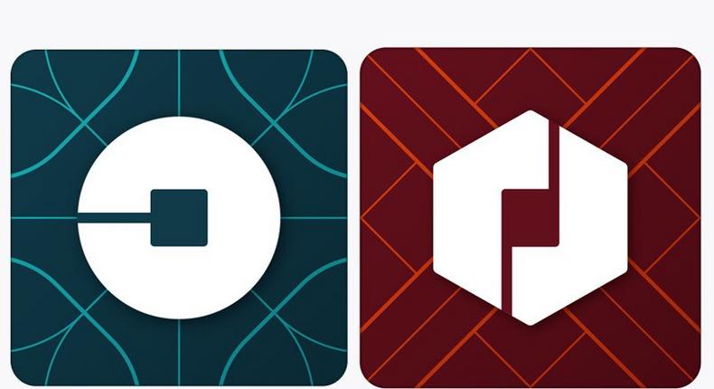 Uber's new rider logo (left) and partner logo (right)
