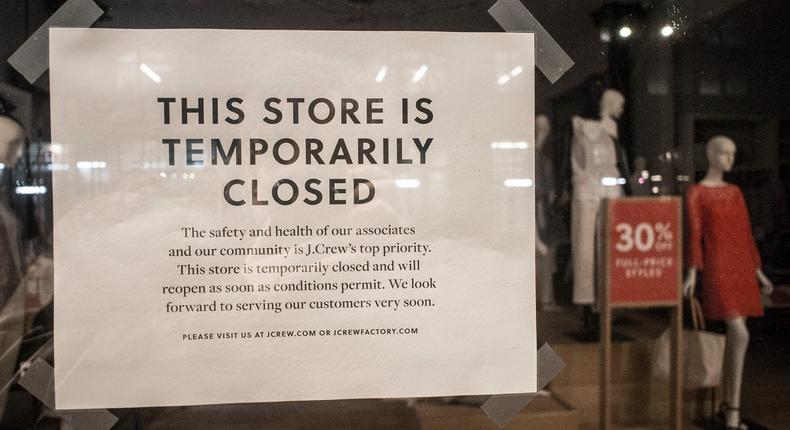 store closed coronavirus business shutdown