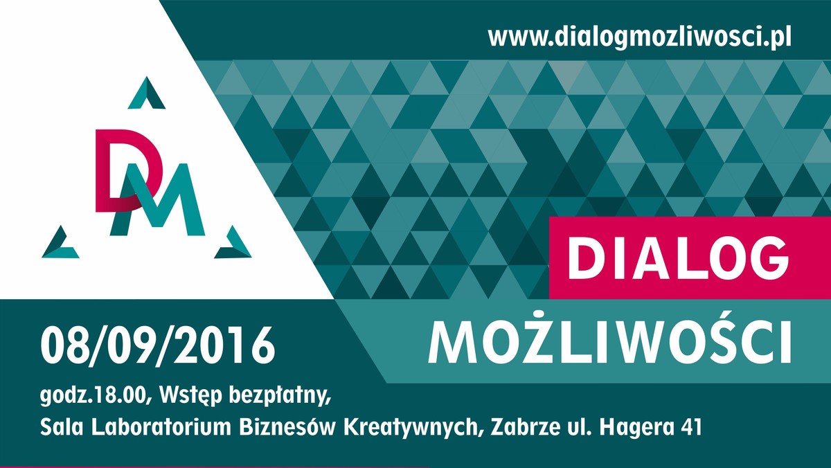 Projekt Społeczny - Dialog Możliwości jest to cykliczne wydarzenie organizowane przez Agencję Lizard w partnerstwie z Klastrem Biznesów Kreatywnych, firmą Grantus oraz FAJNĄ Spółdzielnią Socjalną. Odbędzie się ono 08 września o godz. 18:00 (czwartek) w Laboratorium Biznesów Kreatywnych mieszczącym się przy ul. Hagera 41 w Zabrzu (budynek Demex).