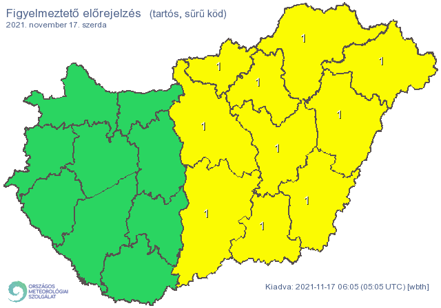 Figyelmeztetés ködre szerdán /Fotó: met.hu