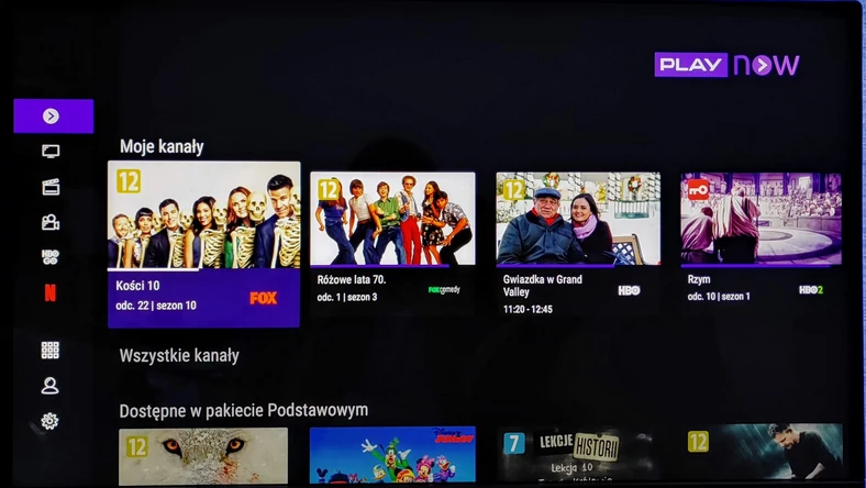 Play Now TV - ekran główny