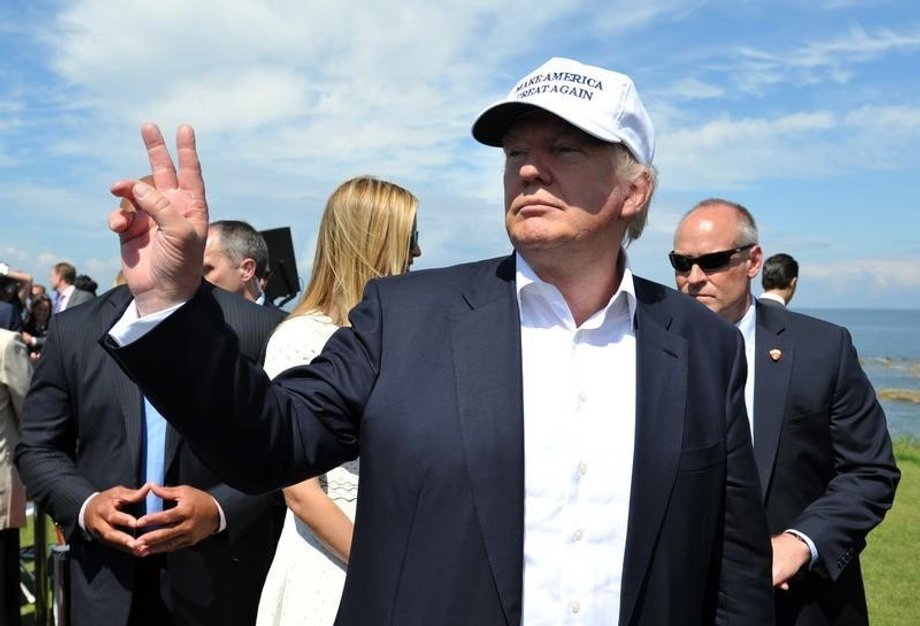 Donald Trump after a news conference at his Turnberry golf course.