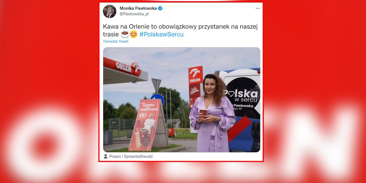 Była posłanka Lewicy a obecnie klubu PiS pije kawę na Orlenie.