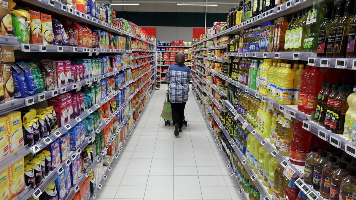 FILE PHOTO: A customer shops in a Casino supermarket in Nice