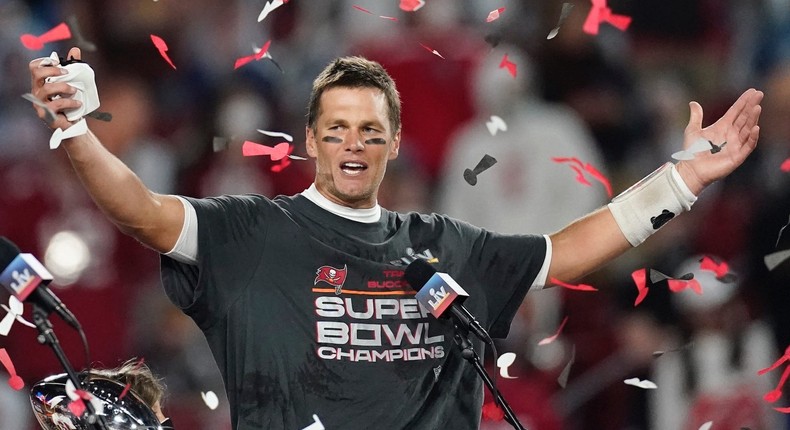 Tampa Bay Buccaneers quarterback Tom Brady following the Bucs' win at Super Bowl LIV.
