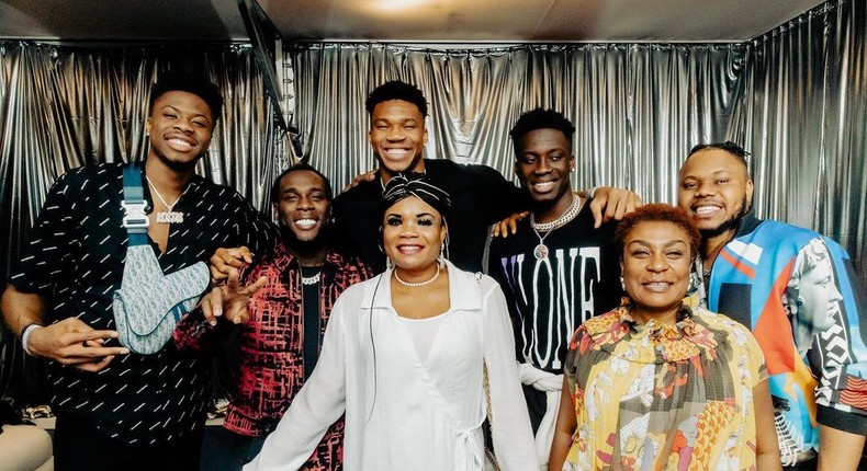 Giannis Antetokounmpo and family team up Burna Boy